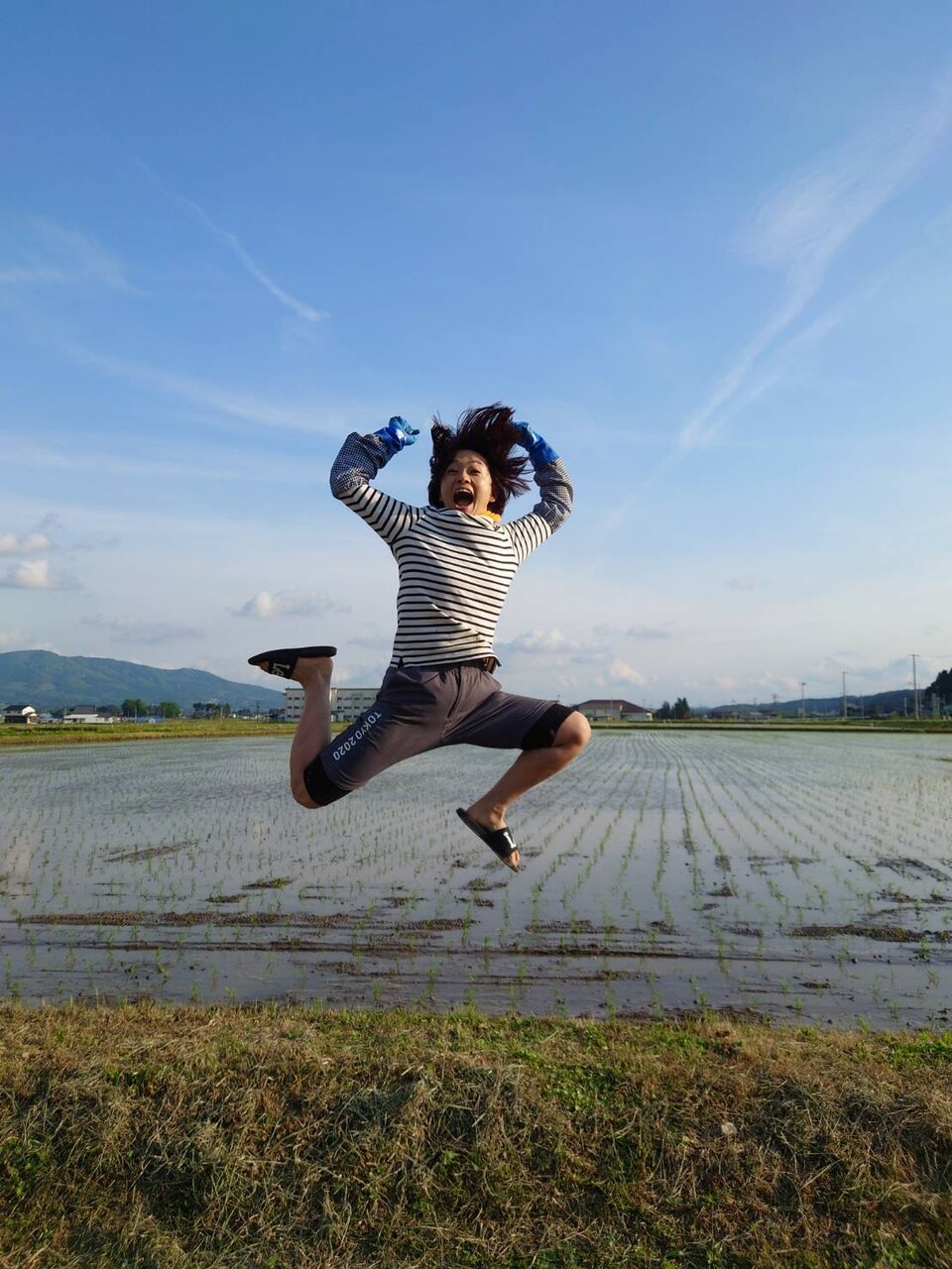 田んぼにいる私は元気。